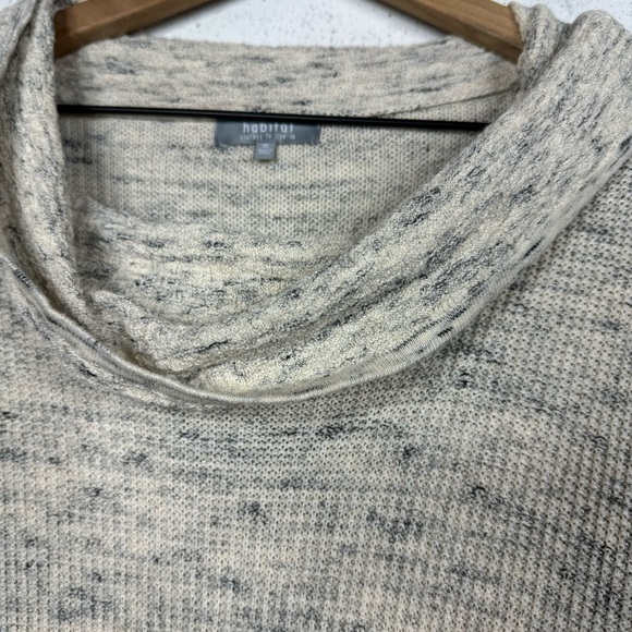 Habitat Cream Gray Speckled Cowl Neck Oversize Tunic Sweater Boucle Knit XL - Picture 9 of 12